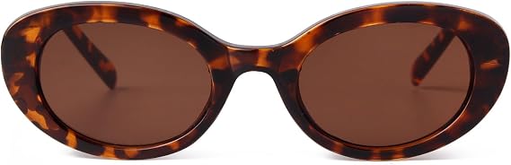 Retro Trendy Oval Sunglasses for Women Men Vintage 90s Sun Glasses Tortoise Shades Eyewear