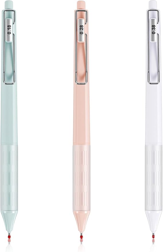 3PCS Japanese Style Retractable Fine Point Pens 0.18/0.28/0.38mm
