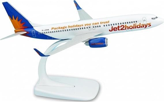 Model Airplane Jet2 Holidays Boeing 737-800 AeroClix G-JZHA 1/200 Scale Model Aircraft, perfect for display, 20cm length,  with a stand