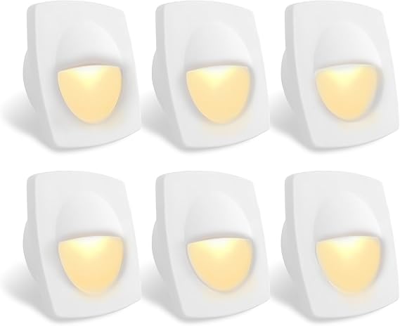 Dream lighting 12volt IP65 LED Stair Step Light Low Voltage Fixtures for Marine Ship Boat Courtesy Lights-Warm White, White Shell, Pack of 6