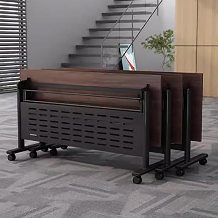 Folding Conference Room Tables, Mobile Conference Table Seminars Dynamic Meetings Training Tables for Offices, Classrooms, Meeting Room Walnut, 631630in