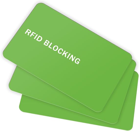 RFID Blocking Card - 3 Pack, Contactless NFC Credit Card ID Protection Safe Bank Card Passport Entire Wallet Purse Shield Protector Blocker Guard (Pack of 3, Green)