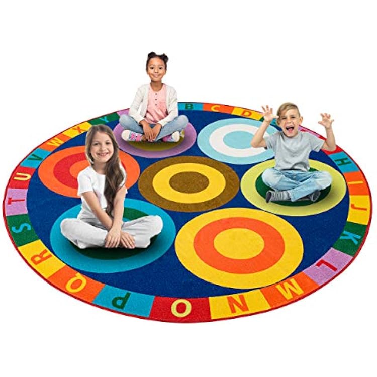 Booooom Jackson Round Classroom Rug Round Kid Classroom Seating Carpet School Rug for Classroom Elementary Circle Time Rug,65 x65 7seats