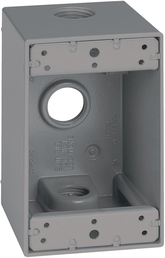 Sigma 14255 Weatherproof 1/2" 5 Hole 1-Gang Deep Box, Gray
