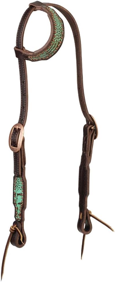 Weaver Leather Turquoise Croc Single Ear Headstall