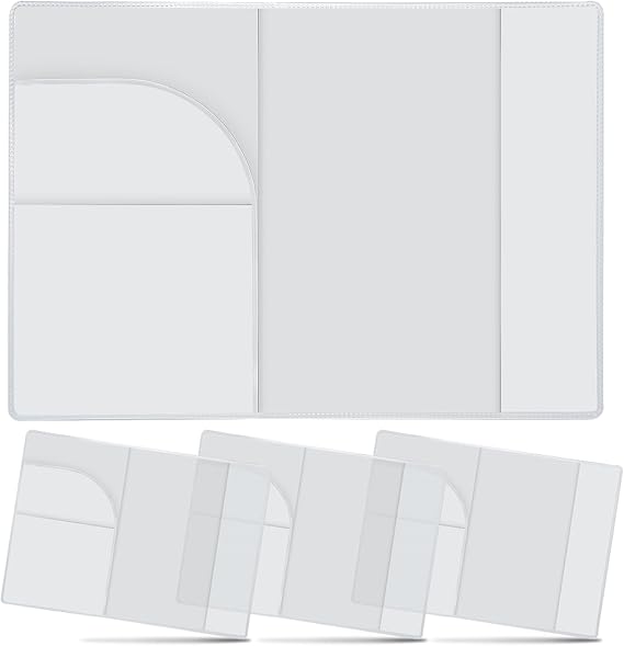 4 Pack Transparent &amp; Non-Scratch Frosted PVC Holders | Waterproof Passport Cover for UK British Passports | Secure Fit Travel Good Helper with Dustproof Protection (PVC) Not Valid for Irish Passports