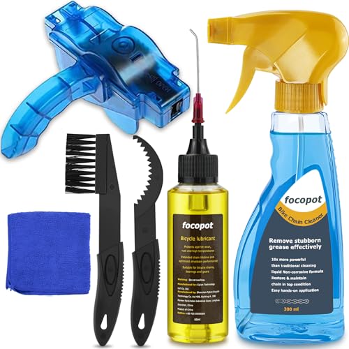 Bike Chain Cleaner Kit Including Chain Oil Lubricant,Bike Chain Degreaser,Chain Scrubber and Bicycle Cleaning Brush Tools for MountainMTRoadBMX Bike