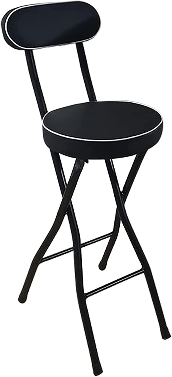 Portable Folding Stool,Folding Bar Stool with Back Support & Footrest,Counter Height Folding Chairs with Padded Seat,330lb Capacity Foldable Stool for Adults Kitchen Island Outdoor
