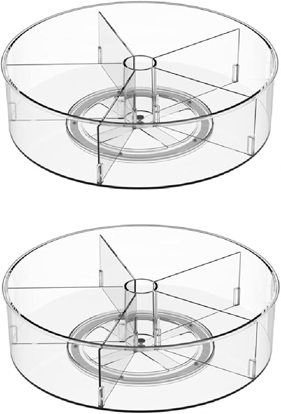 Lazy Susan Turntable Spice Rack Organizer, Food Storage Container Rotating Condiments Spinning Organizer for Kitchen Cabinets Pantry Refrigerator Countertops,Set of 2