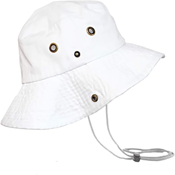 Newhattan Boonie Safari Bucket Hat Foldable Military Style Cap (White, S/M)