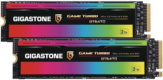 Gigastone M.2 SSD 2TB (Pack of 2) NVMe SSD Up to 7300MB/s M.2 2280 PCIe Gen4 Ultra-Fast Internal Gaming SSD Drive Gaming Video Cut Compatible with Laptop and Desktop Memory GT6470