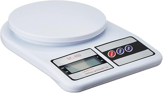 Electronic Digital Kitchen Scale Multi- Function- Tare Option- SF-400 LCD Display-Grams & Ounces (10000g/353oz) for Exact Measuring Cooking or Baking Ingredients (White/Plastic)