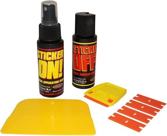 Hardline Products USA Professional Decal Installation & Removal Kit Vinyl Application Fluid, Adhesive Remover Spray, Plastic Razor Scraper & Squeegee for Cars, Boats, RVs & Motorcycles
