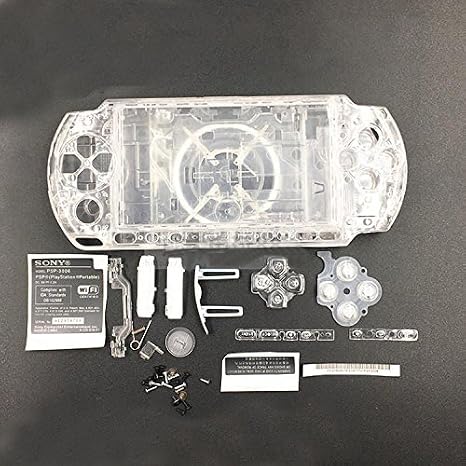 NEW Replacement PSP 3000 Console Full Housing Shell Cover With Button Screw Set -Transparent White