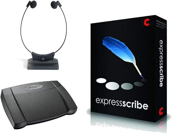Express Scribe Pro Transcription Kit with USB Foot Pedal & Wireless Bluetooth Transcription Headset
