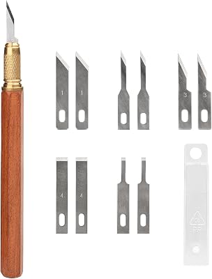 TOOLCOOL Precision Craft Knife Exacto Knife Hobby Knife Set Wooden Handle With 10 Pcs SK5 Steel Blades And Blade Cover For Carving Modeling Scrapbooking Stencil And Art Projects