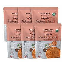 Khazana Gourmet Indian Food Ready to Eat Packaged Meals |USDA-Organic/Vegan/KETO|- Red Lentils Curry 10oz(6 Pack) [Prepared Microwave Dishes, Healthy & Tasty Bite of Indian Kitchen, MRE]