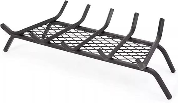 GTPBAO 27 Inch Fireplace Log Grate with Ember Retainer, Cast Iron Fire Pit Grates, Wood Stove Wrought Rack for Indoor Outdoor Hearth Chimney