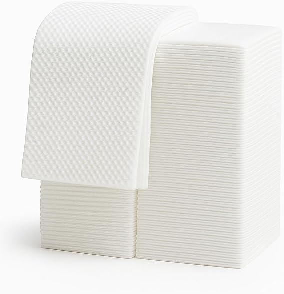 Disposable Bath Hair Towels, 100-Count 12" x 28", Thick Pearl Texture, Soft & Absorbent Salon Spa Towels(White)