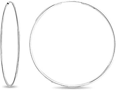 FANTOM Hoop 925 Sterling Silver Earrings. 30mm - 1.20 Inch Diameter Made in Italy