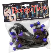 BongoTies INDIGO & BLACK "Peacock" Bongo Ties - 10 Pack "Style-D" ~ Professional cable ties made of natural rubber and bamboo ~ BEAUTIFUL AND VIBRANT INDIGO COLOR ~