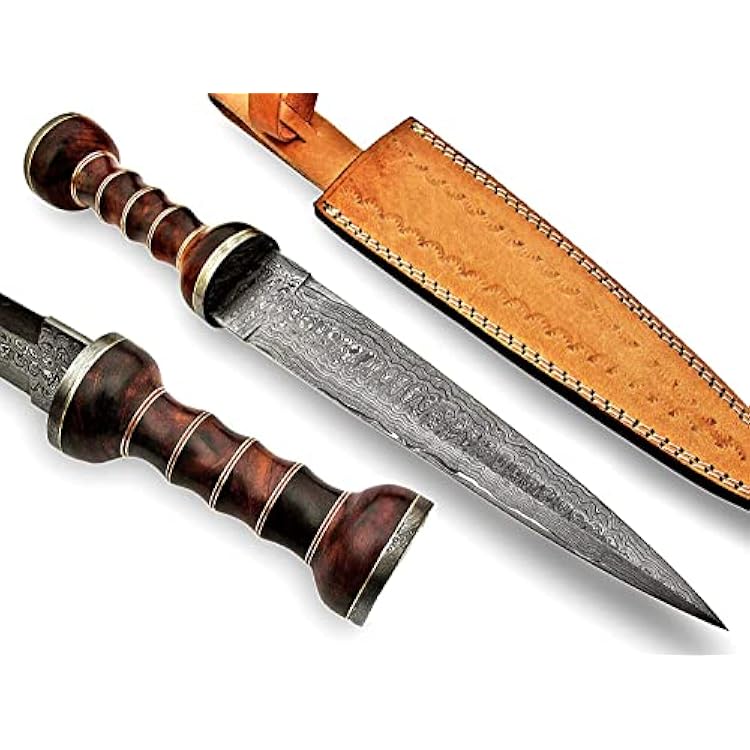 Poshland REG-2197 - Custom Handmade Damascus Steel 15 Inches Blade Knife - Perfect Grip Rose Wood Handle