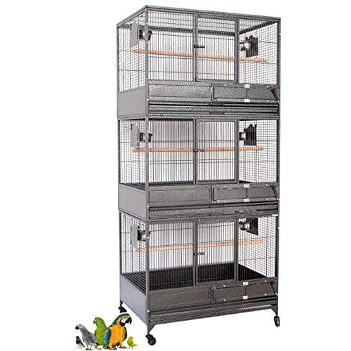 Extra Large Triple Stackers 12 Bar Spacing Heavy Duty Breeding Breeder Parrot Aviary Bird Cage