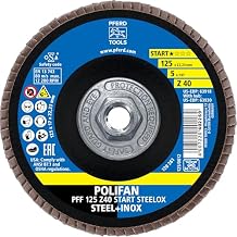PFERD Z Start STEELOX Type 27 Flat Flap Disc, 5" Diameter, 5/8"-11 Thread, 40 Grit, Zirconia Use on Steel & Stainless Steel (Pack of 10) - Part 63930