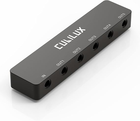 Cubilux Professional 5-Way 3.5mm AUX Splitter, Aluminum Case 5-Channel 1/8 Stereo Headphone Splitter, Multi-Port TRS Audio Share/Split Box/HUB for Speaker Earphones Laptop PC Smartphone Tablet