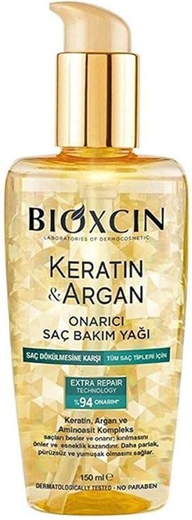 Bioxcin Keratin & Argan Yıpranmış ve Hasar Görmüş Saçlar İçin Onarıcı Saç Bakım Yağı 150 ml