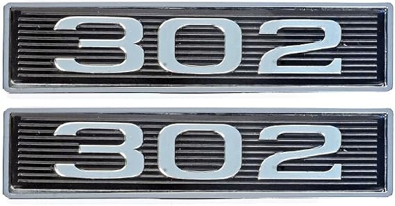 Mustang 302 Chrome Plated Hood Scoop Emblems - Pr