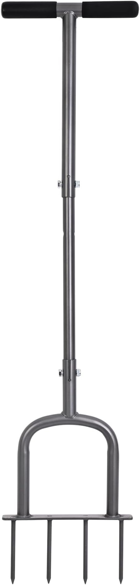 BARAYSTUS Manual Lawn Aerator for Compacted Soil Aerating - Height Adjustable Handheld Spike Aerator with 4 Steel Tines