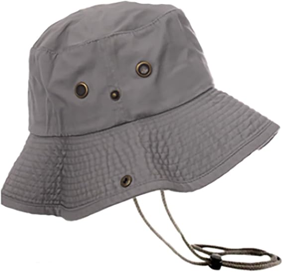 Newhattan Boonie Safari Bucket Hat Foldable Military Style Cap (Grey, L/XL)