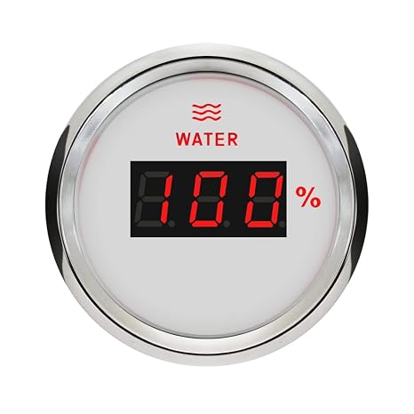 ELING 2"(52mm) Digital Water Level Gauge 0-190ohm 12Volt 24Volt with Red Backlight Universal for Auto Tractor Yachts