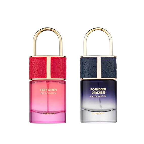 Lonkoom Perfumes Set Charm Forbidden Darkness Perfumes for Women Men, Floral Fruity Woody Eau de Parfum Long Lasting Fragrance, Notes of Bergamot Almond Coffee Lemon Pineapple Grapefruit