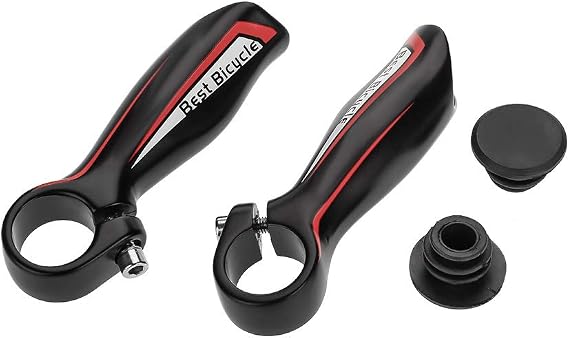 1 Pair Bike Bar End, 22.2mm 7/8in Bicycle Bar End, Black Aluminum Alloy Bicycle Handlebar Ends with Rubber Plugs for Bike Handlebar, Ergonomics Design, 4.5 x 1.6 x 1.2in