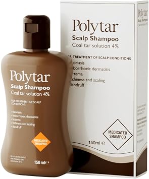 Polytar Scalp Shampoo, For Scalp Conditions, Reduces Itching, Inflammation and Scales, Shampoo Treats Psoriasis, Seborrhoeic Dermatitis, Eczema and Dandruff, Contains Coal Tar Solution, 1 x 150ml