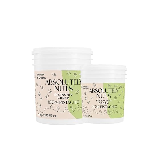 Absolutely Nuts Crunchy Pistachio Cream Authentic Italian Pistachio Butter & Paste, Gourmet Spread & Filling with Balanced Sweetness for Desserts, Made in Italy, 3 kg bucket Crema de Pistacho