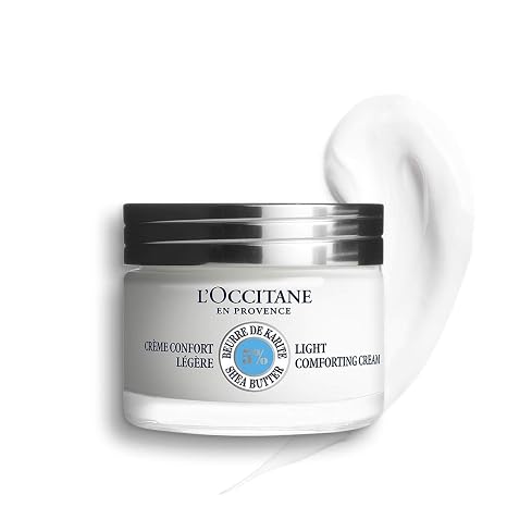 L'OCCITANE 5% Organic Shea Butter Lightweight Comforting Face Cream, Moisturizes, Hydrates & Soothes Sensitive Skin, Non-Comedogenic