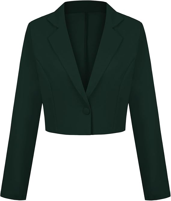 Cropped Blazer for Women Long Sleeve Casual Cardigan Suit Jacket