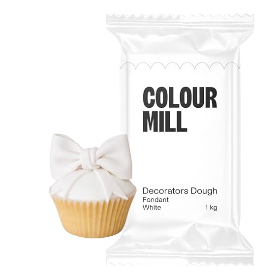 Colour Mill Decorators Dough Edible Cake Covering | Easy-to-Roll, Easy-to-Drape Fondant | Vanilla-Flavored Sugarpaste - 2.2 Pounds White