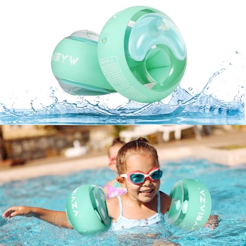 Arm Floaties for Kids 1-3 Year,Inflatable Arm Bands Float as Water Wings & Swimmies,3-Chambers Independent Safety System for Toddler Weight 10-33 LB. Green Floater Sleeves.