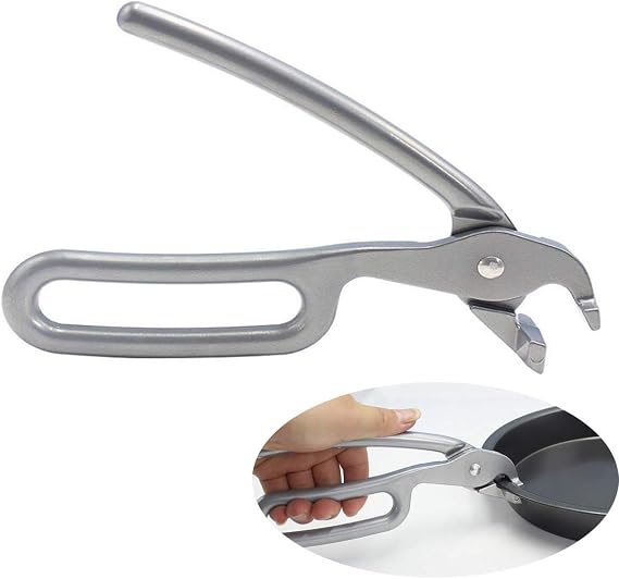 OBTANIM Heavy Duty Pizza Pan Gripper, Cast Aluminum Anti-Scald Baking Pan Gripper Clips Retriever Tongs for Lifting Hot Plate with Food Out from Microwave, Oven, Instant Pot, Air Fryer