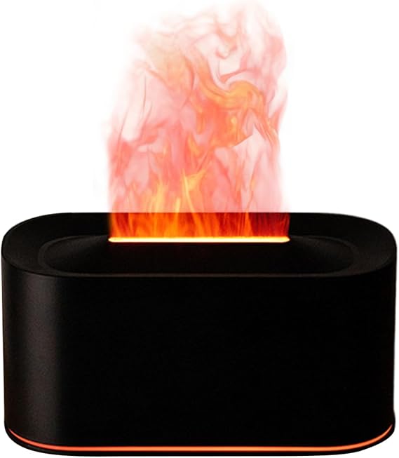 Flame Air Diffuser 220ml Aromatherapy Device with 7-Color Lights | Cool Mist Scent Diffuser for Office Travelers Dormitory Nursery Bedroom Study Hotel Classroom Apartment Nightstand Desk Yoga