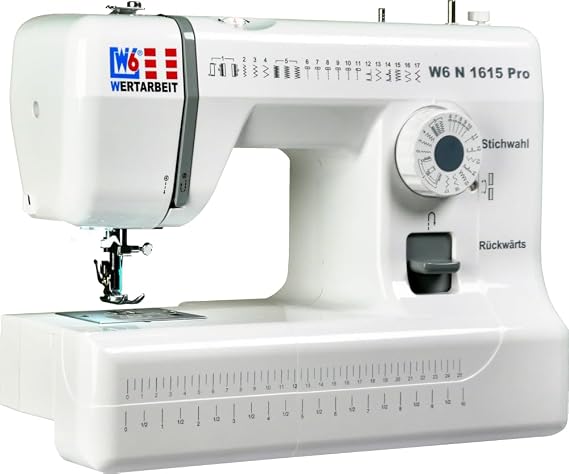 W6 Sewing Machine N 1615 Pro with 17 Programmes Free Arm Automatic Threader Overhead Spool Circumferential Gripper Automatic Buttonhole Sewing Jeans Zip
