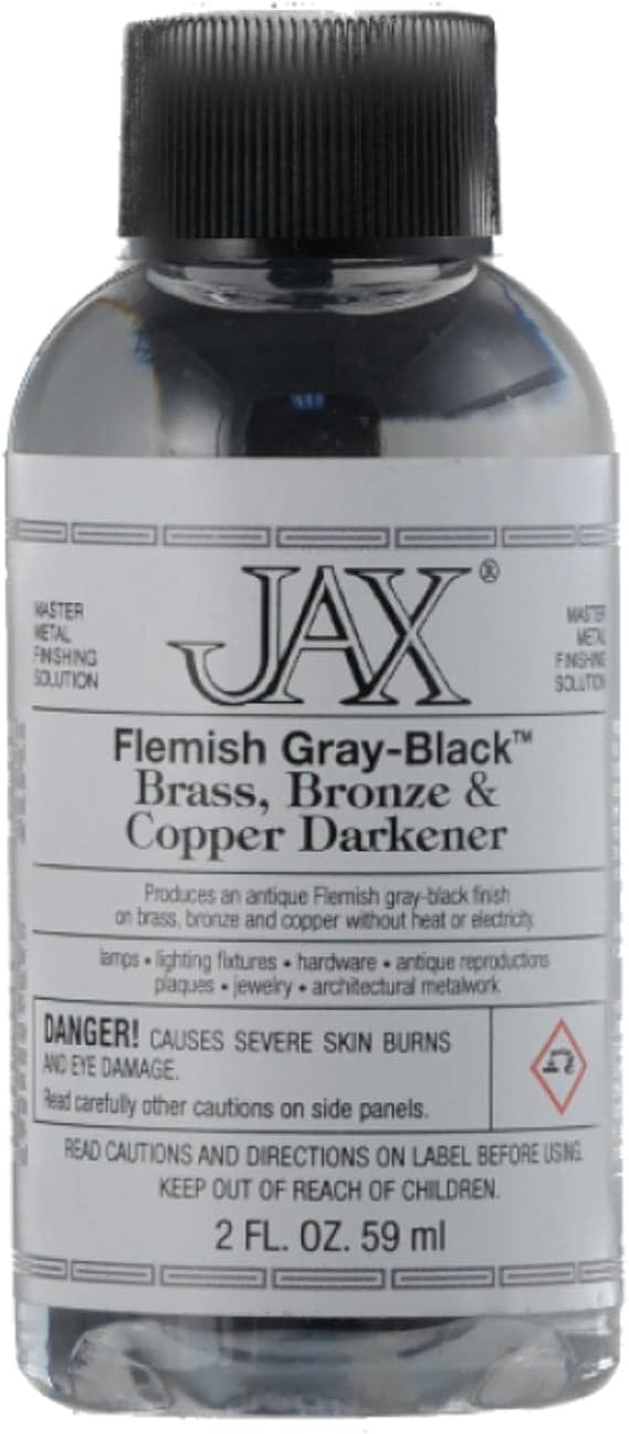 JAX Flemish Gray-Black - Metal Finishing Solution - Antique Finish without Heat or Electricity - 2 Ounce