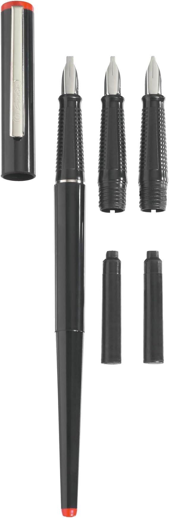 Herlitz Calligraphy 8623001 5-Piece Fountain Pen Set with Writing Template Also in Set with Extra Cartridges