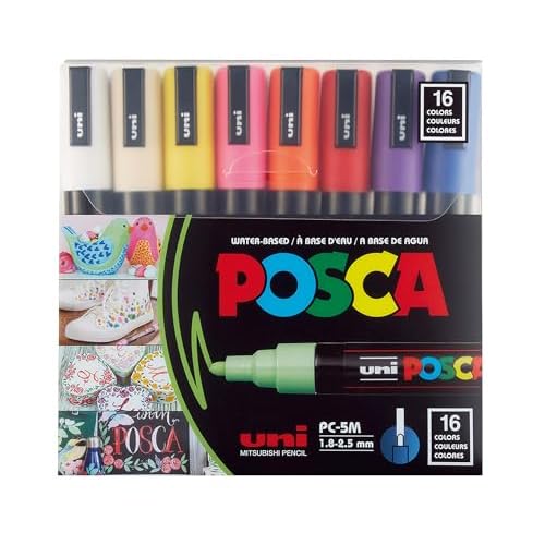 Posca Paint Marker Pen - PC-5M Extra Fine 1.8-2.5 mm, 16 Colors