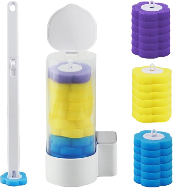Disposable Toilet Brush & Holder Set with 18 Toilet Wand Replacement Heads