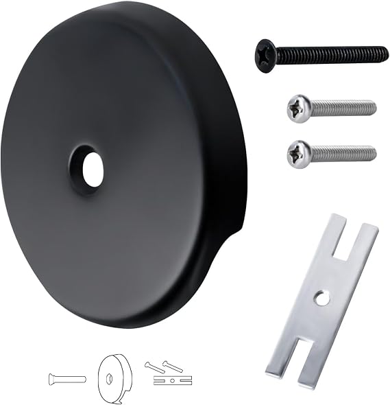 Low-Noise Bathtub Overflow Drain Cover, 1 Hole Faceplate, Matte Black
